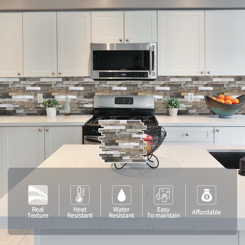 Yipscazo Peel and Stick Wood Tile Backsplash Stick on Tile