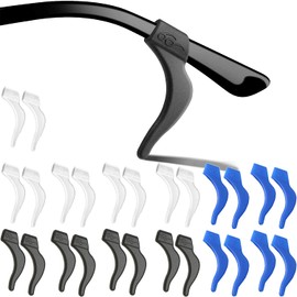 MOLDERP Eyeglass Ear Grips - 18 Pairs Glasses Anti-Slip, Comfortable Silicone Elastic Eyeglasses Temple Tips Sleeve Retainer, Prevent Eyewear Sunglasses Spectacles Glasses Slipping (Clear,Black,Blue)