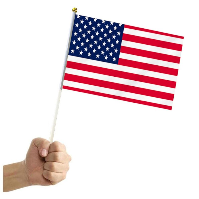 10 PCS Handheld U.S.A Flag,8.5×5.5 Inch Hand Held Mini American