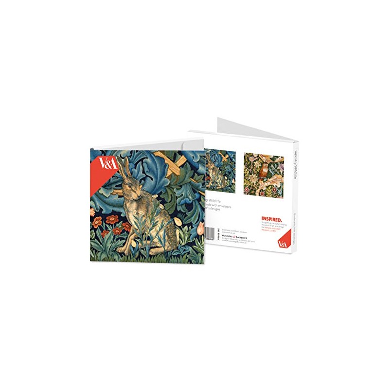 V&A Square Notecard Wallets - 8 Notecards - Tapestry Wildlife