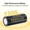 ABCTOY 26650 Rechargeable Battery 3.7Volt Large Capacity 8800mAh Flat Top