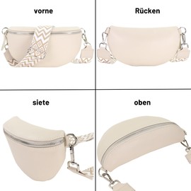 Blade Bum Bag Women's Genuine Leather, Stylish Belt Bag Women with 2 Patterned and Leather Removable & Adjustable Wide Belts, Crossbody Bag Women, High-Quality Chest Bag for Women, Cream-2, bum bag