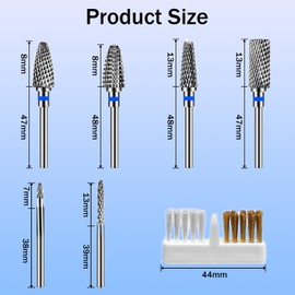 Nail Drill Bits, 6 Pieces Nail Drill Set, Nail Cutter Attachments, Professional for Manicure Pedicure, Alloy Tungsten Steel Bits (StilC)