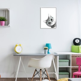 Stupell Industries Monochrome Cat Kitten Peeking Glasses Portrait, Design by Annalisa Latella