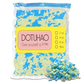 DOTUHAO Bean Bag Filler, Blue & Yellow Shredded Memory Foam, Bean Bag Stuffing for Easy Pillow, Mattress Grade Replacement Filling for Dolls, Dog Beds and Pillows (Blue & Yellow,2 LB)