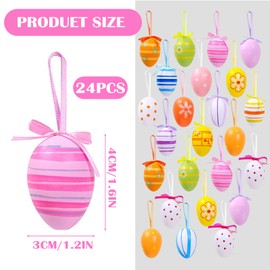 Pack of 24 Colourful Plastic Easter Eggs for Hanging, Easter Eggs Decoration, Easter Eggs for Hanging, Easter Eggs for Hanging Easter Gift, Easter Hunt, Easter Tree Decoration, Home, Garden, Party