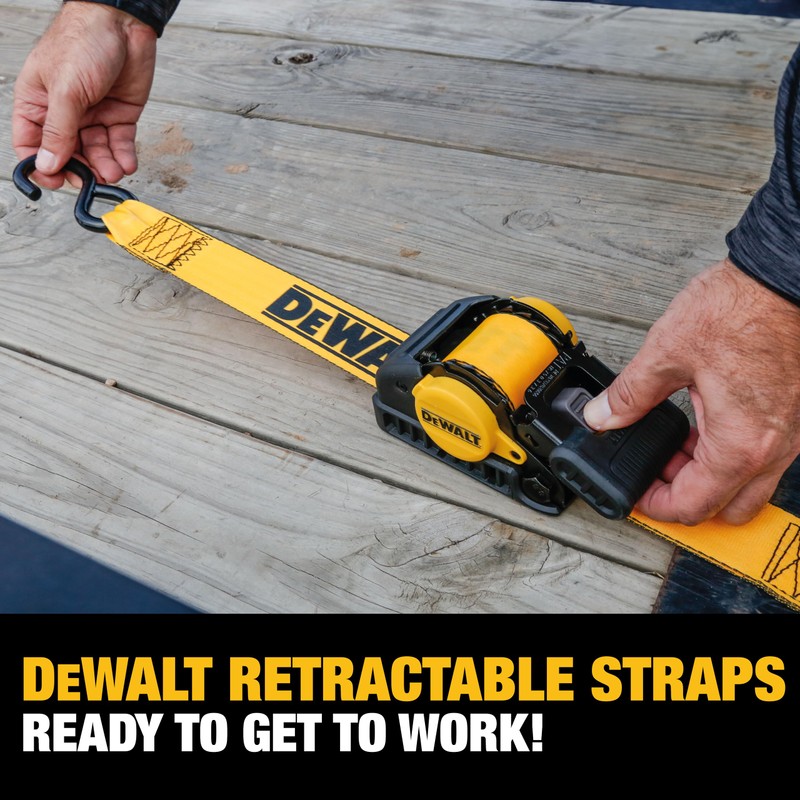 DEWALT DXBC9002 Black/Yellow 2” x 10’ Auto Retractable Ratchet Straps