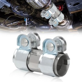 Double Clamp Exhaust Clamp Diameter 60 mm x 95 mm, Exhaust Clamp Stainless Steel Pipe Connector, Exhaust Clamps Clamps with Double Clamp, Exhaust Universal Exhaust Clamp Pipe Connector