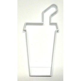 YNGLLC 6X SOFT DRINK CUP STRAW SODA POP FONDANT CUTTER CUPCAKE TOPPER 1.75 Inches USA FD2874, White