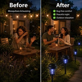 Solar Bug Zapper Lights for Outdoor Use – Waterproof Dual Mode Mosquito Lamps for Garden, Patio & Yard