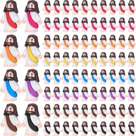 Barydat 100 Pack Mini Jesus Figurines Bulk Little Jesus Figures Toys Religious Jesus Doll Christ Savior Tiny Jesus for Church Hide Thanksgiving Day Sunday School Craft Baptism Gift(Vibrant Colors)