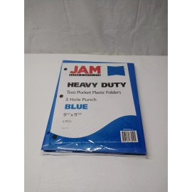 JAM Paper Heavy Duty Plastic Two Pocket Presentation Folders - Blue - 6/pack