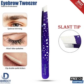Eyebrow Tweezer Slanted Flat Tip Stainless Steel Facial Hair Remover Clip Makeup