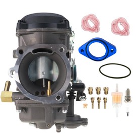 YJGZSVK CV40 Carburetor with Blue Intake Manifold for Harley Davidson Sportster XL 883 1200/ Softail/Touring/Dyna FXR/Road King Carb (with Fuel Filter + Spark Plug + Jets)