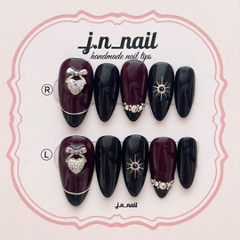 Deep Maroon handmade nail tips - Mini short oval / 딥마룬 수제네일팁 - 미니숏오발