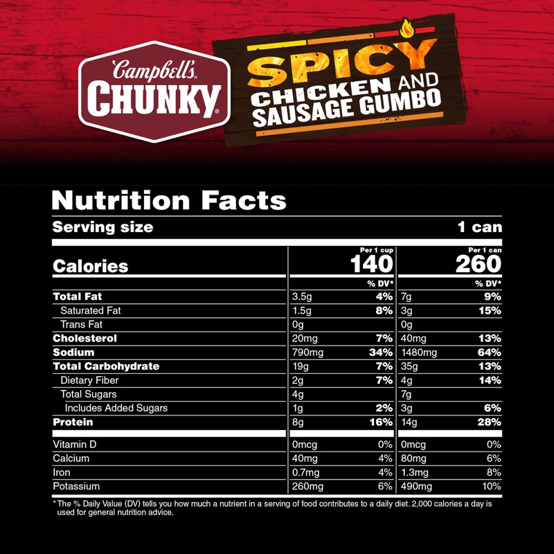 Campbell's Chunky Soup, Spicy Chicken and Sausage Gumbo, 16.1 oz