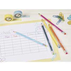 Hexagonal Graphite Pencil with Eraser - STABILO pencil 160 - Pack of 10 - Yellow, Orange, Blue, Petrol, Pink - HB