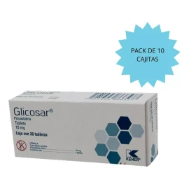 KENER Glicosar Pravastatina Pack De 10 Cajitas Con 30 Tabs De 10mg