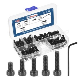 Kozelo 100pcs M4 Socket Head Cap Screws Bolts Nuts Assortment Kit - [M4x8/10/12/14/16mm] Alloy Steel Fully Threaded Black Oxide 12.9 Internal Hex Screw for 3D Printer Use, with Wrench