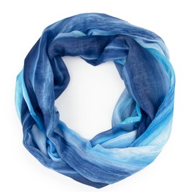 Gloop Loop Tube Scarf for Women Scarf Silky Airy Light with Colourful Pattern Print, Blue-light blue-dark blue