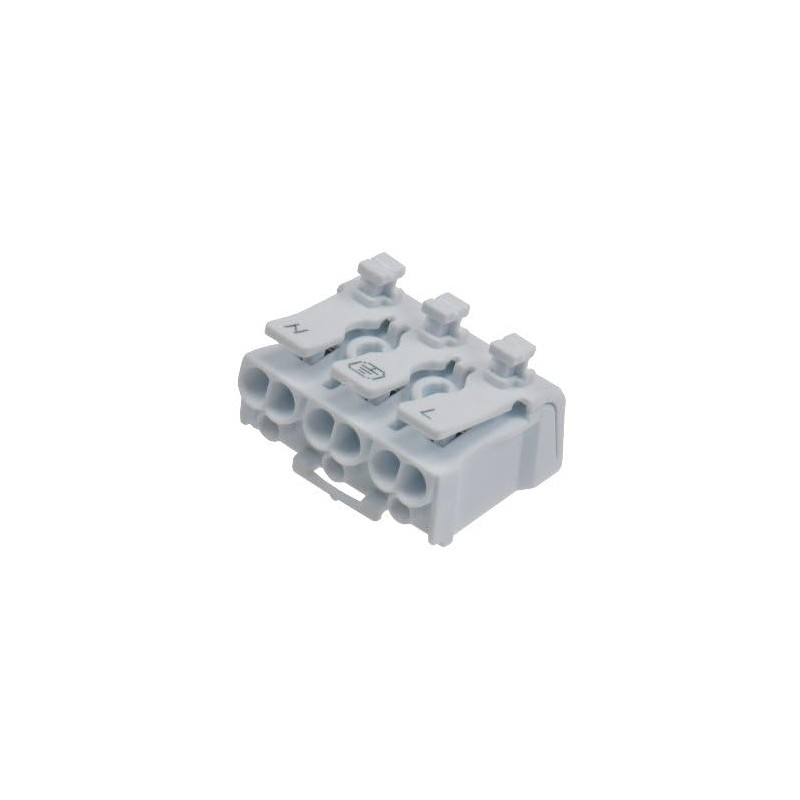 Lustre Terminal 3-Pin with Lever, Reusable, 0.75-2.5 mm², 16 A