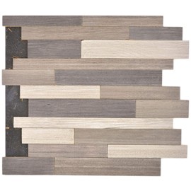 selbstklebende Mosaikmatte Holz Verbund mix grey für WAND KÜCHE Fliesenspiegel Thekenverkleidung Wandverblender