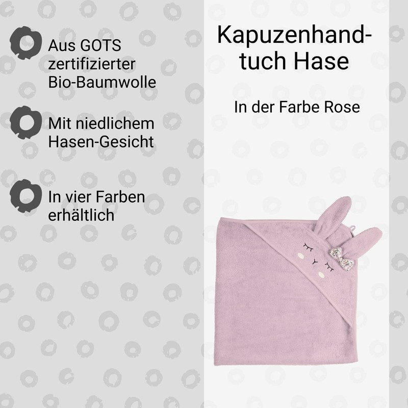 kikadu Hooded Towel Rabbit Rose - Children's Towel with Animal