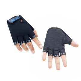 SamHeng Kids Half Finger Cycling Gloves Fingerless Bike Gloves for Boys Girls Training Bike Cycling Mittens Breathable Non Slip Gel Kids Sport Gym Gloves for Running Riding, Black