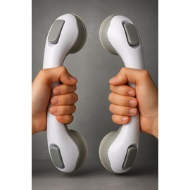 2 Pack Grab Bars for Bathtubs and Showers, Shower Handles for Elderly Seniors bar Safety 500 lbs Walls Handicap Heavy Duty Holder Hooks to Lift Large Tile Glass Suction Cups Tool