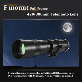 BENOISON 420-800mm Telephoto Lens - F Lens for Nikon DSLR, Manual Focus MF Zoom Lens for Nikon D3500 D850 D7500 D5600 D3400 D500 D7200 D5500 D750 D810 D3300 D5300 D610 D7100 D5200 D600 D3200 etc