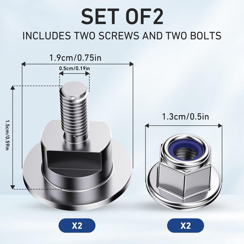 Vovucai 2pcs Stainless Steel Screw Bolts with Grommets - Compatible
