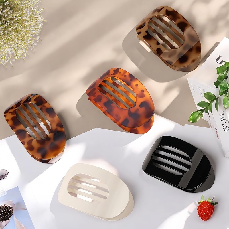 Large Flat Hair Claw Clips: 5 Pack Strong Hold Large