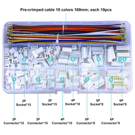 Tcenofoxy JST Molex 2.54mm Cable Connector Assortment Kit，Compatible with Molex KK 254 2.54mm Connector 2P 3P 4P 5P 6P 5264 Housing with 22AWG Pre-Crimped Cables (TC-5264)