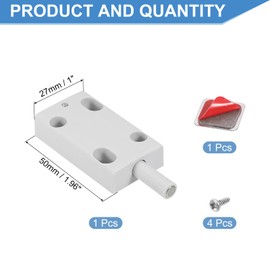 uxcell Magnetic Push Latches for Cabinet Door, 1.96"x1" Push to Open Door Latch Cabinet Hardware, Lock for Hidden Door Release Drawer Pull on Closet Close Touch Locking, Plastic Grey