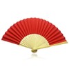 Vruti's Red Paper Foldable Hand Held Bamboo and Wooden Fan