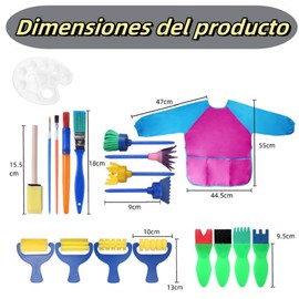 Lovgrin19 PCS Divertido Juego De Brochas de Pintura Pincele de Esponja para Niños, Dibujo Artesanal DIY Regalos para Niños