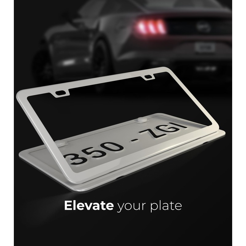 Deselen White License Plate Frame, Metal Thin Stainless Steel with