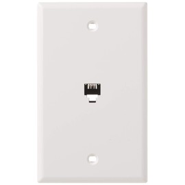 Leviton Standard Telephone Wall Jack, 6P4C, Screw Terminals, 40249-W, White