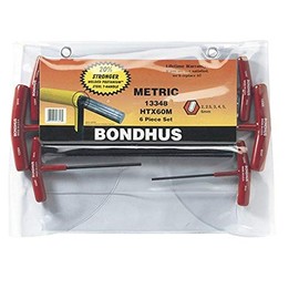 Bondhus 13348 Set of 6 Hex T-Handles, Sizes 2-6mm , Red