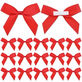 Styquenzer 40 PCS Red Satin Ribbon Bows Self Adhesive Bows for Luxury Gift Wrapping Small Tied Ribbon Adhesive Bow for DIY Satin Ribbon Bows for Brithday Christmas Party Gift Wrap Bows for Bags
