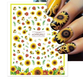 IDDFEVE Sunflower Nail Stickers, Self-Adhesive Summer Floral Nail Art Decals, 3D Design Nail Decorations (7 Sheets)