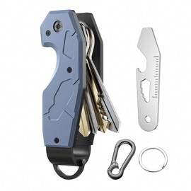 QEG Key Organizer,Keyholder Keychain, Compact Metal Key Case, Minimalist Innovative Key Fob,Key Organiser, Keychain For Men,Holds 2-6keys(Blue)