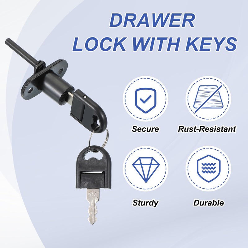 MECCANIXITY Drawer Lock with Keys, 16mm(5/8") Steel File Cabinet Lock