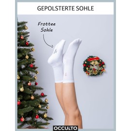 Occulto Women's & Men's Christmas Tennis Socks Pack of 3 (Model: Claus), Bad Santa