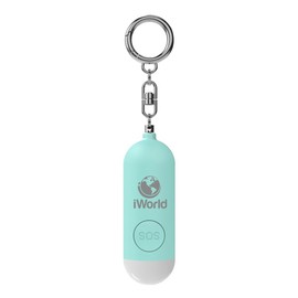 iWorld Emergency Self-Defense Rechargeable Alarm Keychain – Safety Defense Key Chain with LED Security Alarm for Women with Airtag (1, Baby Blue)