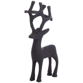 Brandsseller Decorative Figurine 19 cm Reindeer Deer Metal Sculpture Decoration Christmas Winter - Black