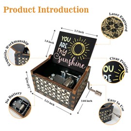 BSIKAIK U R My Sunshine Wooden Music Box with Handle Summer Gifts for Women Vintage Hand Crank Antique Music Boxes U R My Sunshine Music Boxes for Women Friendship Gifts for Women Friends - DH442