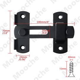 Mooche 2Pcs Door Latch Flip Gate Latches Sliding Door Safety Lock Barn Door Latch Catch 4''x2.8'', Stainless Steel Matte Black, MMK001B-2P