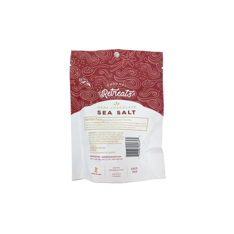 Abdallah Dark Chocolate Sea Salt Caramel Retreats Candy, 4.0 oz