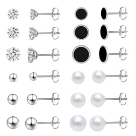 12Pairs 20G Mix Color Stainless Steel Ball Stud Earrings for Men Women Minimalist Sphere Cartilage Piercing Studs Earrings,Ball Hypoallergenic Jewelry,Mini Ball Earrings, 0.8mm, Stainless Steel, No
